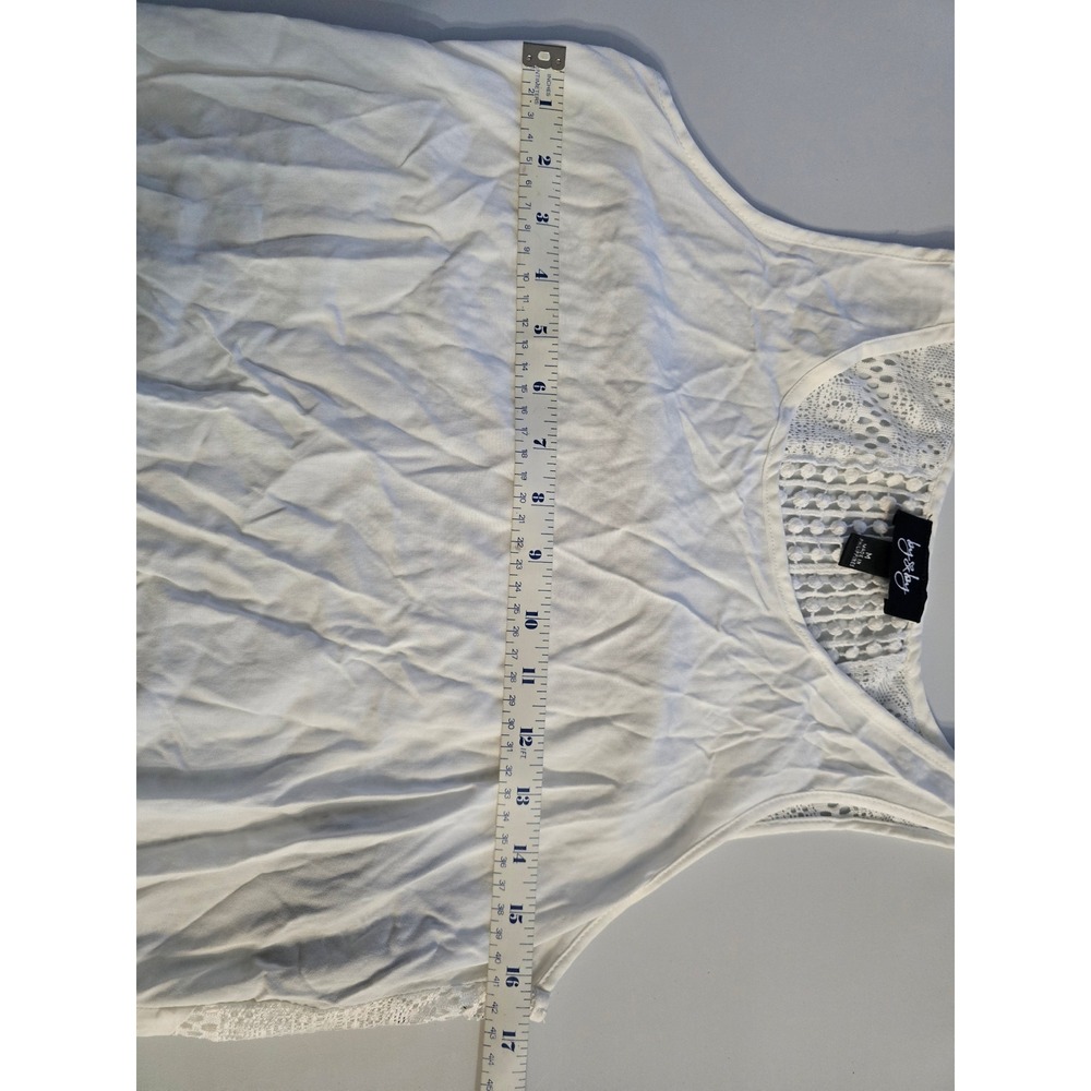 By & By Womens Off White Lace Back High Low Split Hem Tank Top 1028M42 Medium - Picture 11 of 13